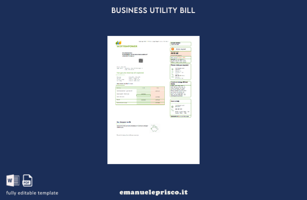 modello di fattura aziendale di servizi pubblici PLC Scottish Power UK in stile 